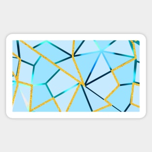 Light blue geometric design with golden details Sticker